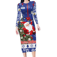 Honduras Santa Claus Christmas Family Matching Long Sleeve Bodycon Dress and Hawaiian Shirt Christmas Tree With Flag Background - Wonder Print Shop