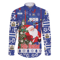 Honduras Santa Claus Christmas Family Matching Off The Shoulder Long Sleeve Dress and Hawaiian Shirt Christmas Tree With Flag Background - Wonder Print Shop