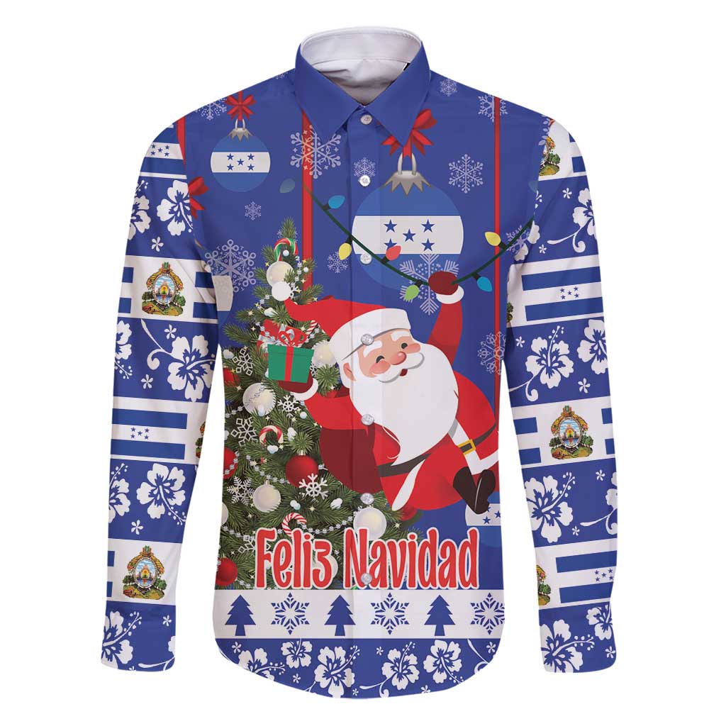 Honduras Santa Claus Christmas Family Matching Puletasi and Hawaiian Shirt Christmas Tree With Flag Background - Wonder Print Shop