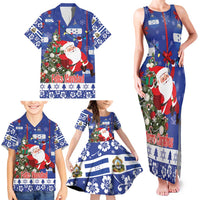 Honduras Santa Claus Christmas Family Matching Tank Maxi Dress and Hawaiian Shirt Christmas Tree With Flag Background - Wonder Print Shop