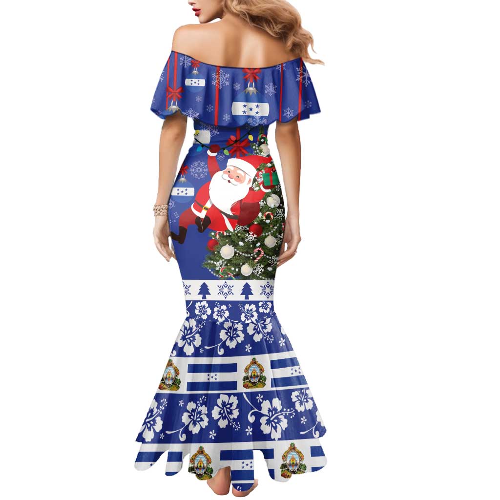 Honduras Santa Claus Christmas Mermaid Dress Christmas Tree With Flag Background - Wonder Print Shop