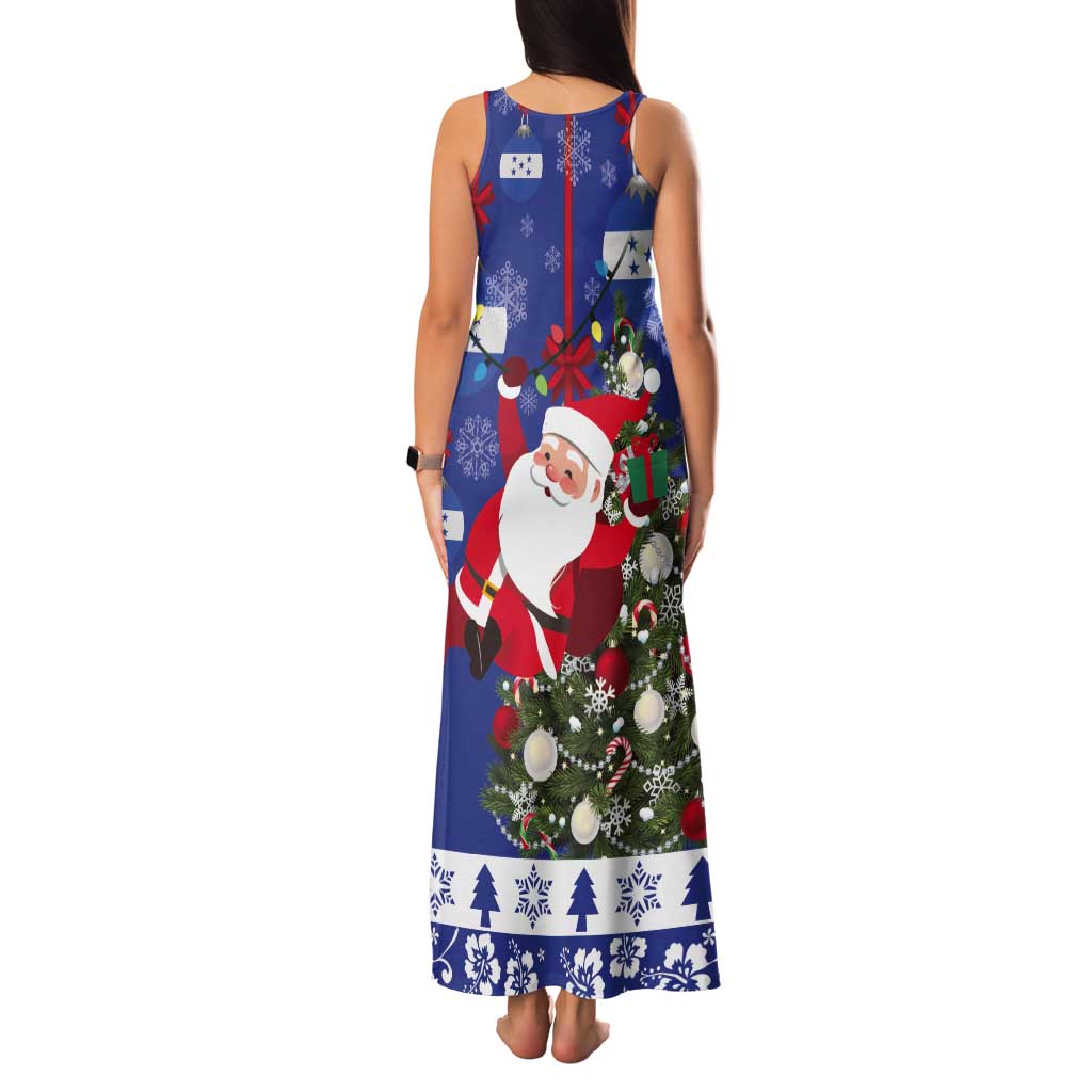 Honduras Santa Claus Christmas Tank Maxi Dress Christmas Tree With Flag Background - Wonder Print Shop