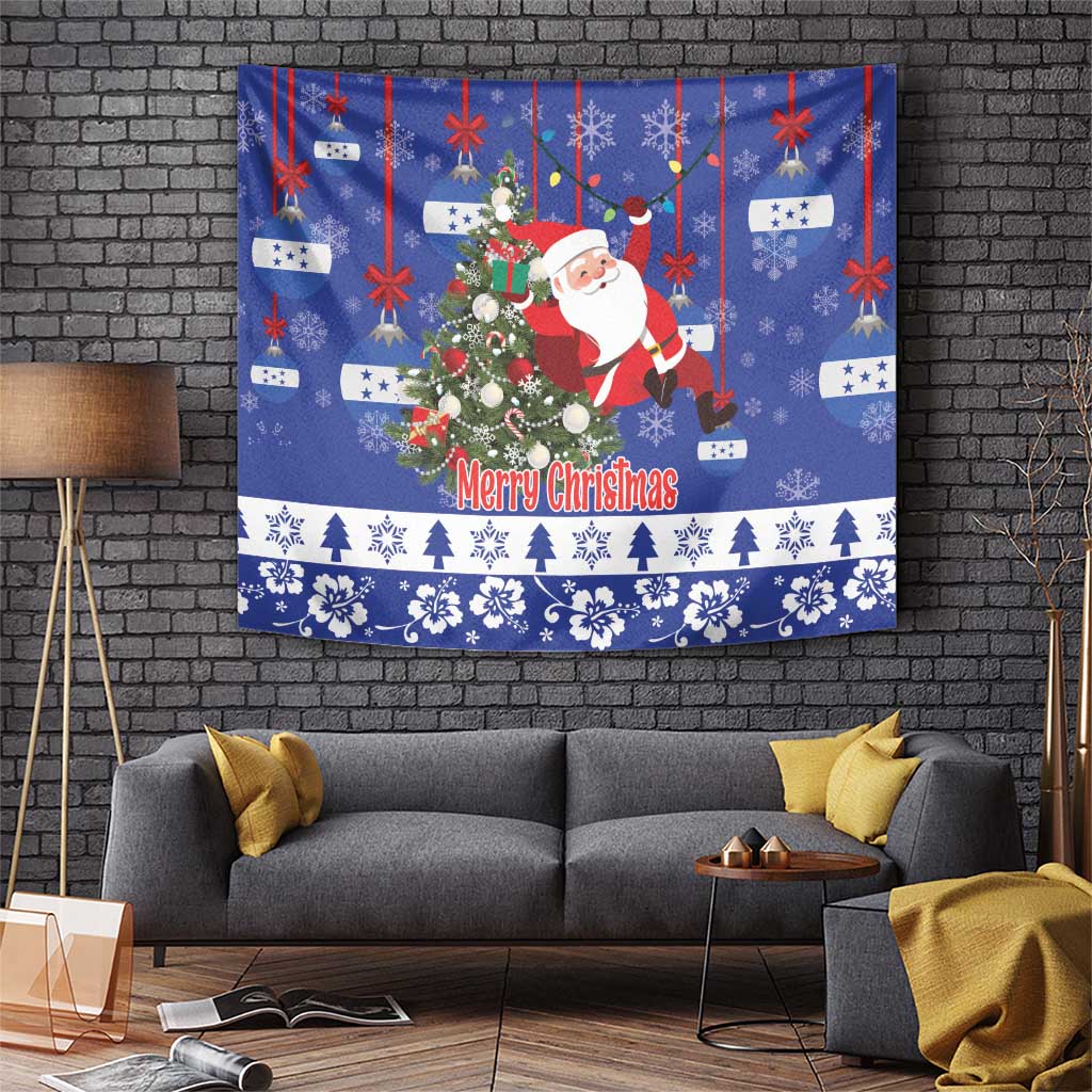 Honduras Santa Claus Christmas Tapestry Christmas Tree With Flag Background - Wonder Print Shop
