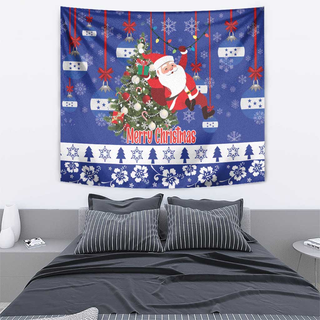 Honduras Santa Claus Christmas Tapestry Christmas Tree With Flag Background - Wonder Print Shop