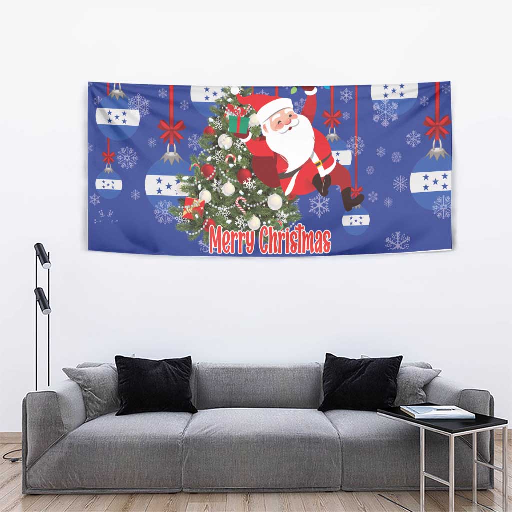 Honduras Santa Claus Christmas Tapestry Christmas Tree With Flag Background - Wonder Print Shop