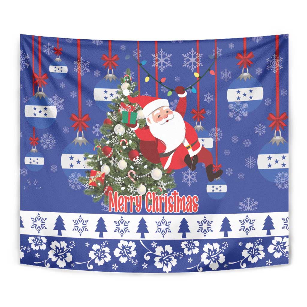 Honduras Santa Claus Christmas Tapestry Christmas Tree With Flag Background - Wonder Print Shop