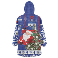 Honduras Santa Claus Christmas Wearable Blanket Hoodie Christmas Tree With Flag Background - Wonder Print Shop