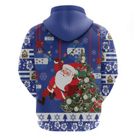 Honduras Santa Claus Christmas Zip Hoodie Christmas Tree With Flag Background - Wonder Print Shop