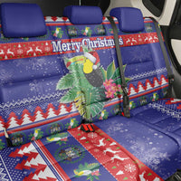 Belize Keel-billed Toucan Bird Christmas Back Car Seat Cover Feliz Navidad With Knitted Christmas Pattern - Wonder Print Shop