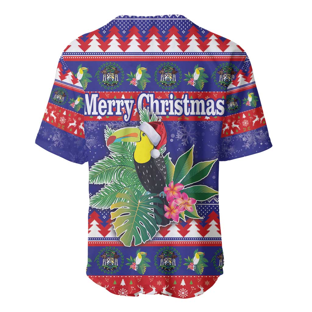 Belize Keel-billed Toucan Bird Christmas Baseball Jersey Feliz Navidad With Knitted Christmas Pattern - Wonder Print Shop