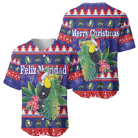 Belize Keel-billed Toucan Bird Christmas Baseball Jersey Feliz Navidad With Knitted Christmas Pattern - Wonder Print Shop