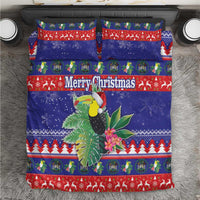 Belize Keel-billed Toucan Bird Christmas Bedding Set Feliz Navidad With Knitted Christmas Pattern - Wonder Print Shop