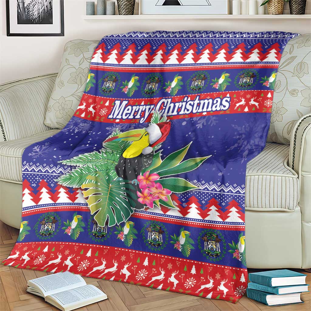 Belize Keel-billed Toucan Bird Christmas Blanket Feliz Navidad With Knitted Christmas Pattern