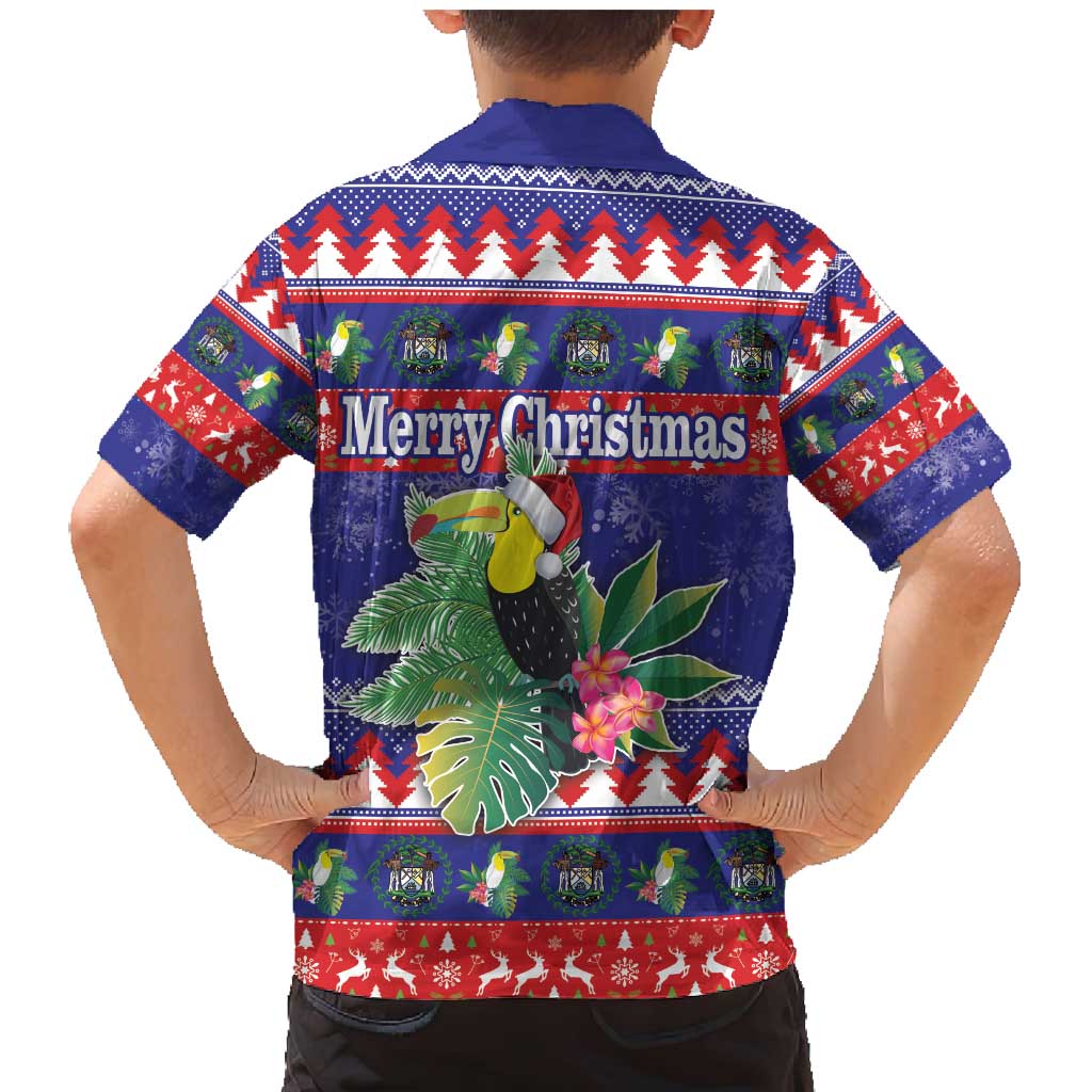 Belize Keel-billed Toucan Bird Christmas Family Matching Mermaid Dress and Hawaiian Shirt Feliz Navidad With Knitted Christmas Pattern - Wonder Print Shop