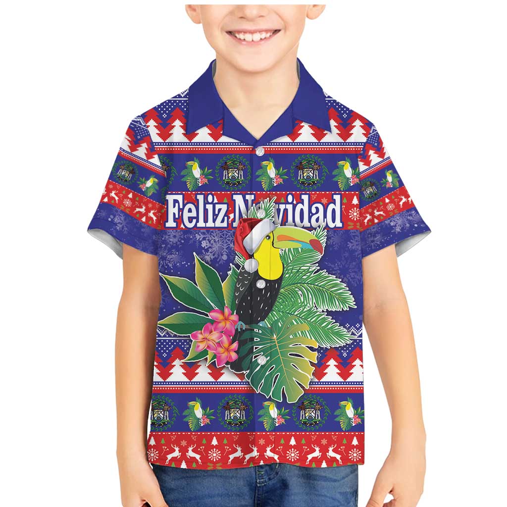 Belize Keel-billed Toucan Bird Christmas Family Matching Mermaid Dress and Hawaiian Shirt Feliz Navidad With Knitted Christmas Pattern - Wonder Print Shop