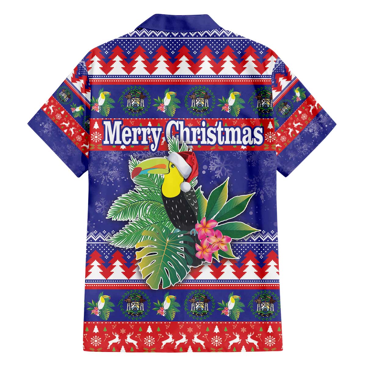 Belize Keel-billed Toucan Bird Christmas Family Matching Off The Shoulder Long Sleeve Dress and Hawaiian Shirt Feliz Navidad With Knitted Christmas Pattern - Wonder Print Shop