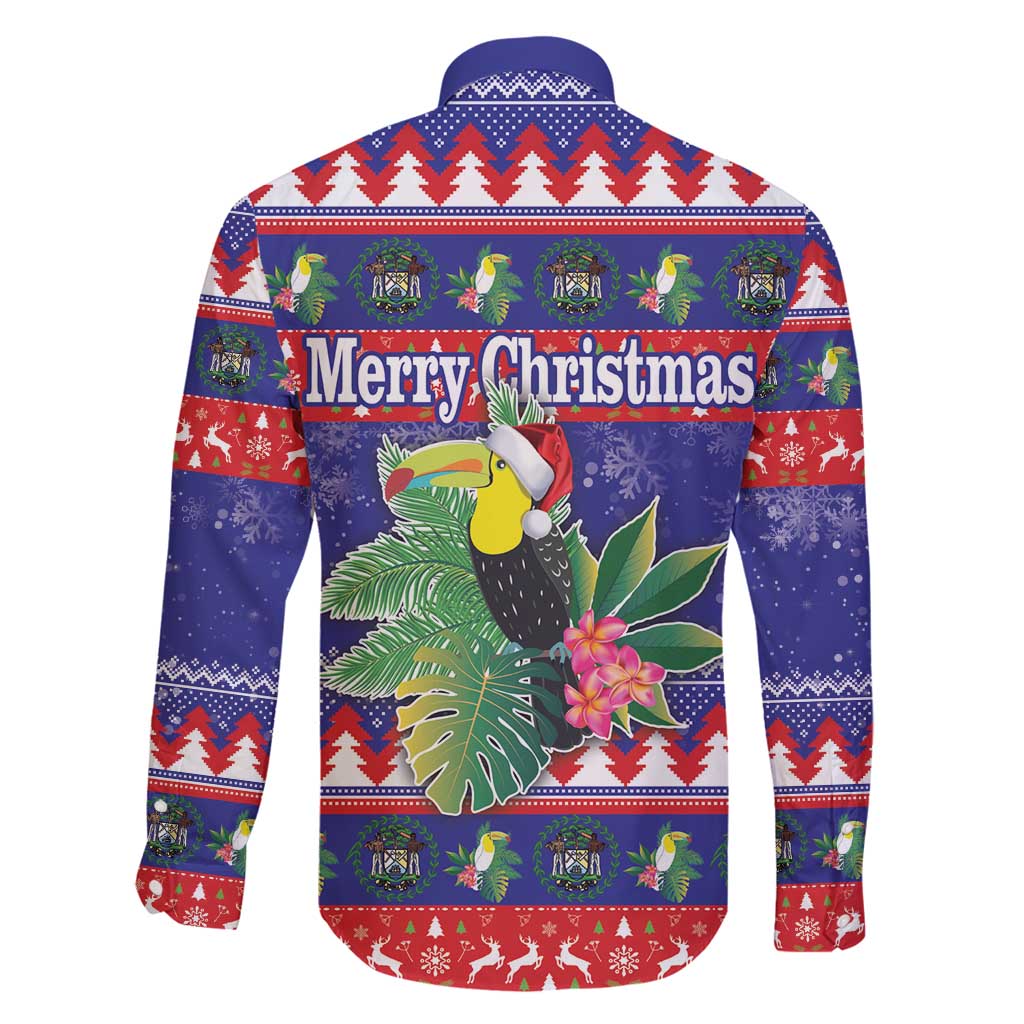 Belize Keel-billed Toucan Bird Christmas Family Matching Off Shoulder Short Dress and Hawaiian Shirt Feliz Navidad With Knitted Christmas Pattern - Wonder Print Shop