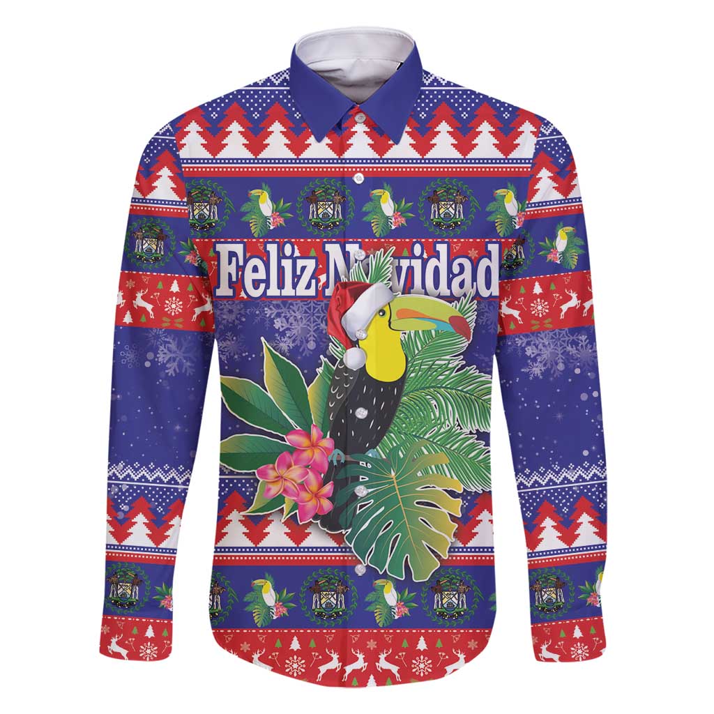 Belize Keel-billed Toucan Bird Christmas Family Matching Tank Maxi Dress and Hawaiian Shirt Feliz Navidad With Knitted Christmas Pattern - Wonder Print Shop