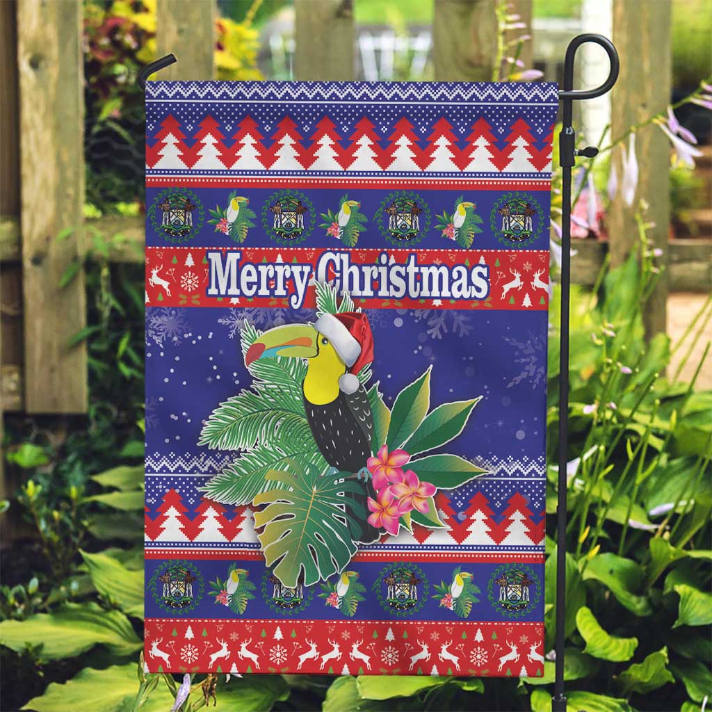 Belize Keel-billed Toucan Bird Christmas Garden Flag Feliz Navidad With Knitted Christmas Pattern - Wonder Print Shop