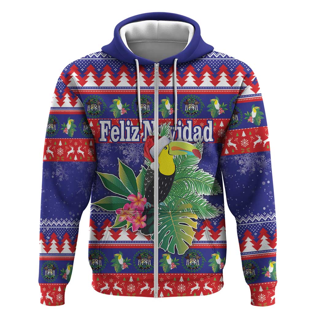 Belize Keel-billed Toucan Bird Christmas Hoodie Feliz Navidad With Knitted Christmas Pattern - Wonder Print Shop