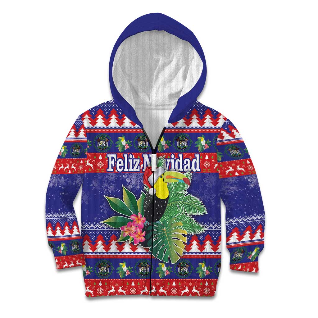 Belize Keel-billed Toucan Bird Christmas Kid Hoodie Feliz Navidad With Knitted Christmas Pattern - Wonder Print Shop