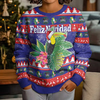 Belize Keel-billed Toucan Bird Christmas Kid Ugly Christmas Sweater Feliz Navidad With Knitted Christmas Pattern - Wonder Print Shop