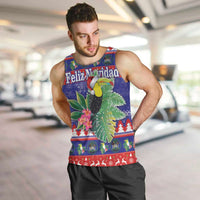 Belize Keel-billed Toucan Bird Christmas Men Tank Top Feliz Navidad With Knitted Christmas Pattern - Wonder Print Shop