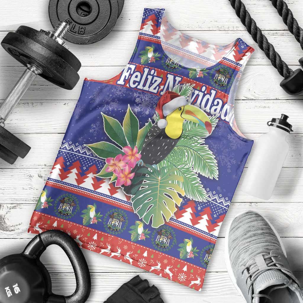 Belize Keel-billed Toucan Bird Christmas Men Tank Top Feliz Navidad With Knitted Christmas Pattern - Wonder Print Shop