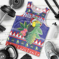 Belize Keel-billed Toucan Bird Christmas Men Tank Top Feliz Navidad With Knitted Christmas Pattern - Wonder Print Shop