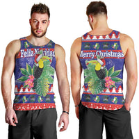 Belize Keel-billed Toucan Bird Christmas Men Tank Top Feliz Navidad With Knitted Christmas Pattern - Wonder Print Shop