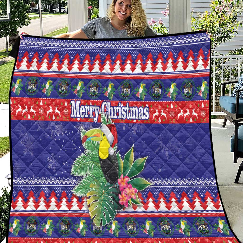 Belize Keel-billed Toucan Bird Christmas Quilt Feliz Navidad With Knitted Christmas Pattern - Wonder Print Shop
