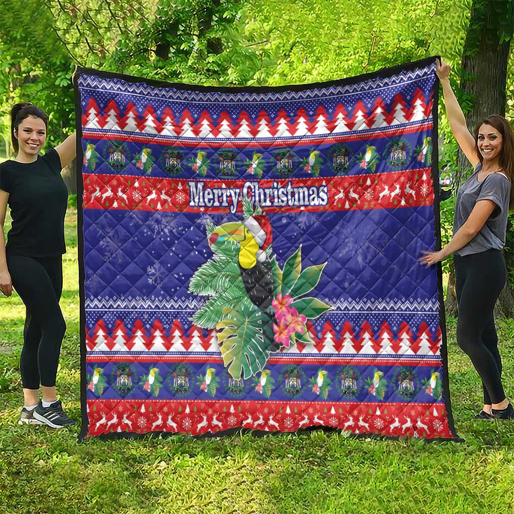 Belize Keel-billed Toucan Bird Christmas Quilt Feliz Navidad With Knitted Christmas Pattern - Wonder Print Shop