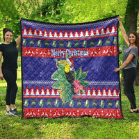 Belize Keel-billed Toucan Bird Christmas Quilt Feliz Navidad With Knitted Christmas Pattern - Wonder Print Shop