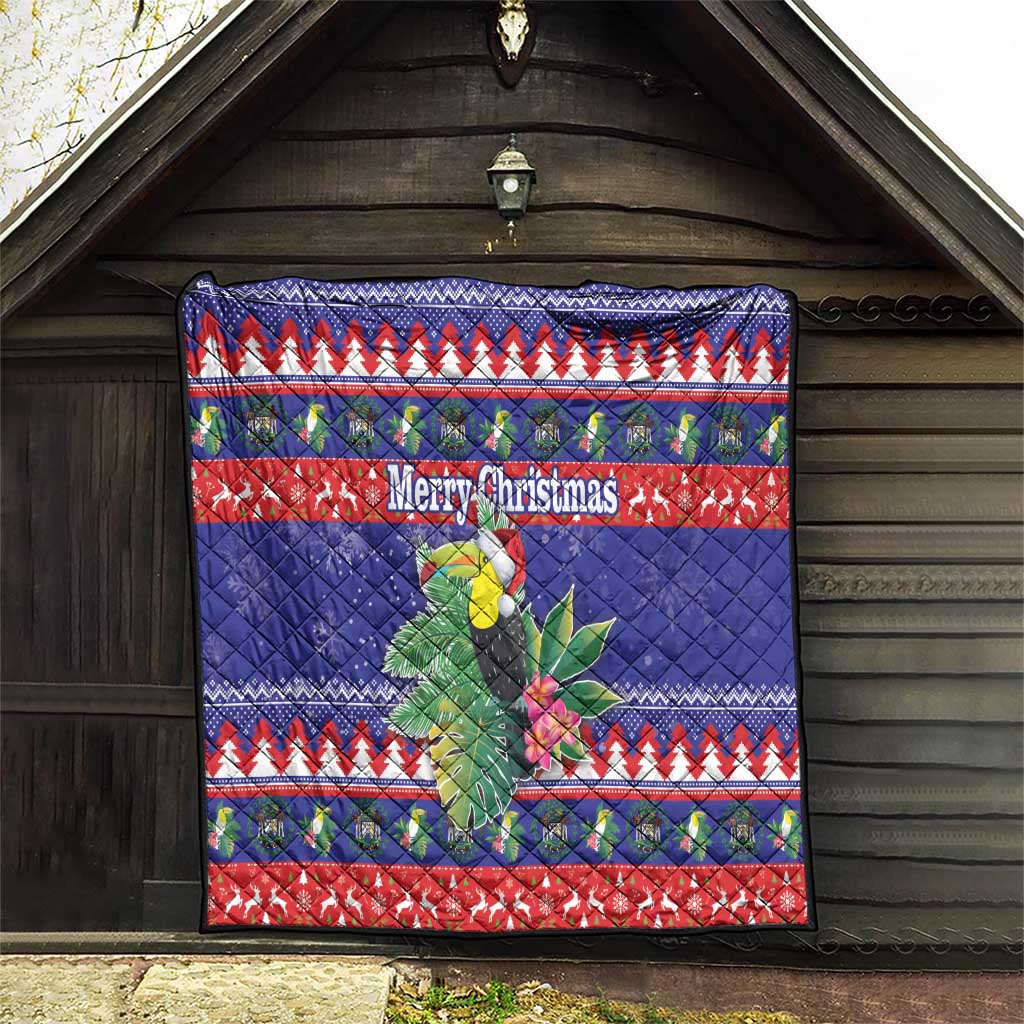 Belize Keel-billed Toucan Bird Christmas Quilt Feliz Navidad With Knitted Christmas Pattern - Wonder Print Shop