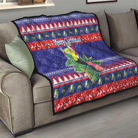 Belize Keel-billed Toucan Bird Christmas Quilt Feliz Navidad With Knitted Christmas Pattern - Wonder Print Shop