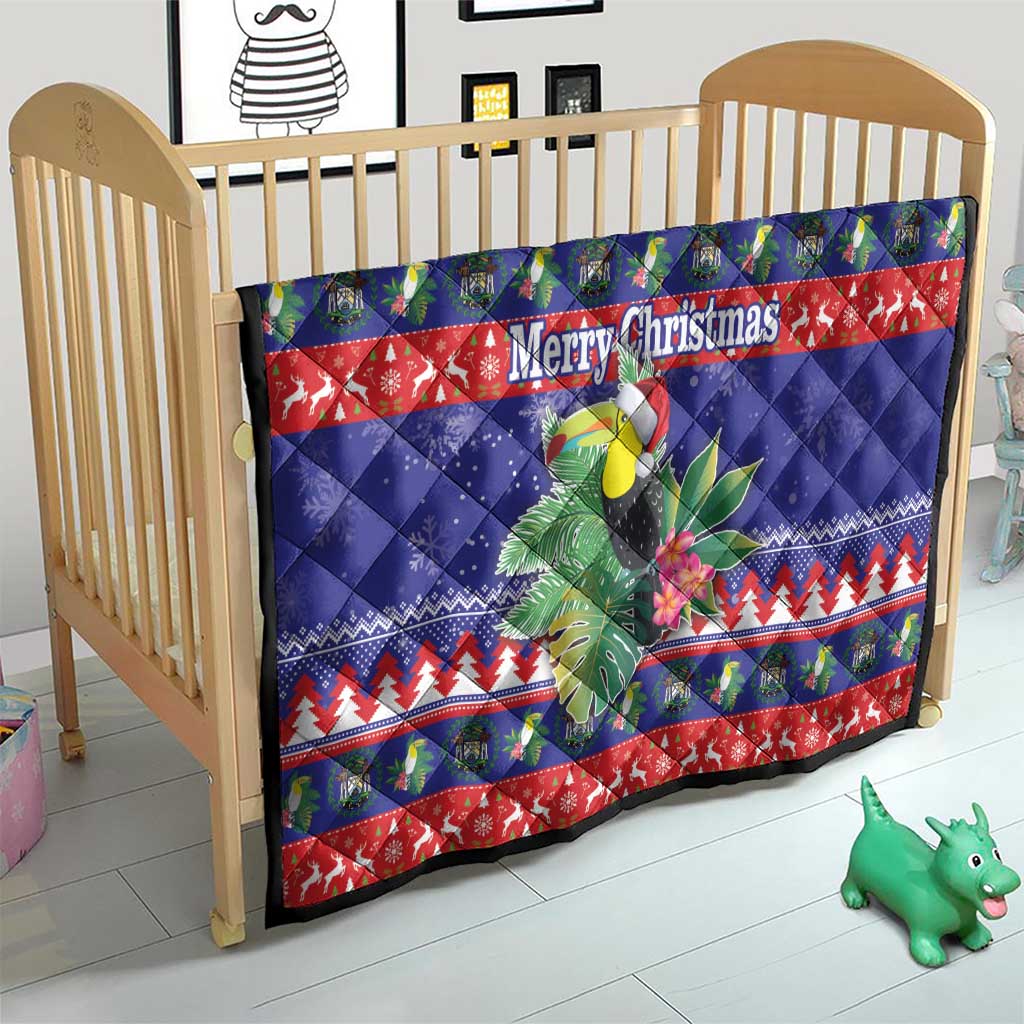 Belize Keel-billed Toucan Bird Christmas Quilt Feliz Navidad With Knitted Christmas Pattern - Wonder Print Shop