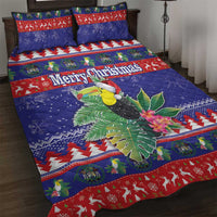 Belize Keel-billed Toucan Bird Christmas Quilt Bed Set Feliz Navidad With Knitted Christmas Pattern - Wonder Print Shop