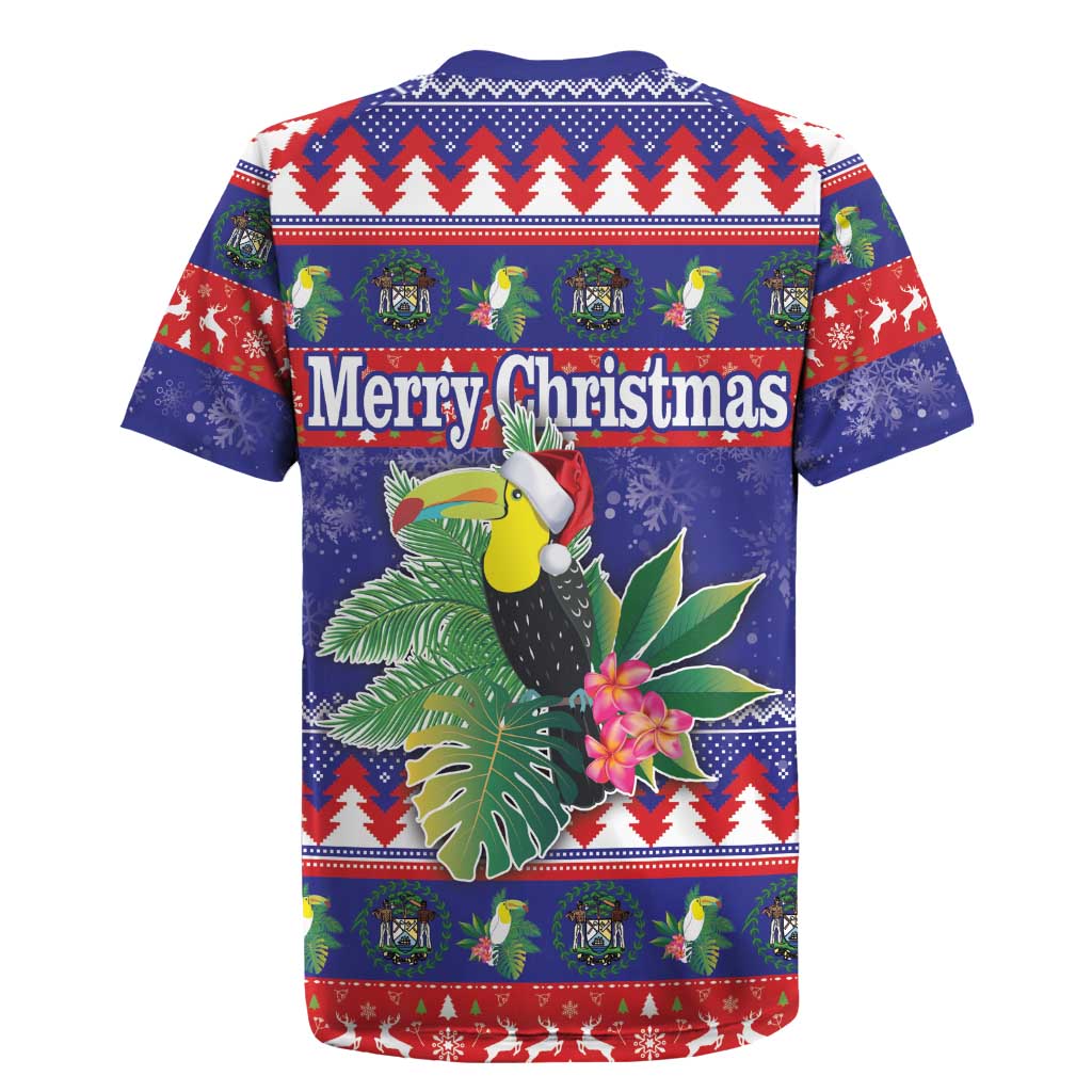 Belize Keel-billed Toucan Bird Christmas Rugby Jersey Feliz Navidad With Knitted Christmas Pattern - Wonder Print Shop
