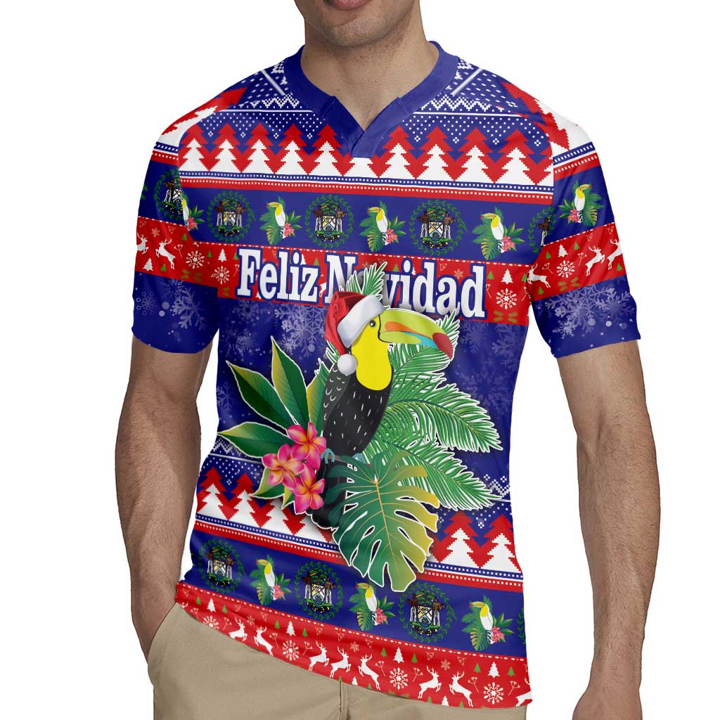 Belize Keel-billed Toucan Bird Christmas Rugby Jersey Feliz Navidad With Knitted Christmas Pattern - Wonder Print Shop