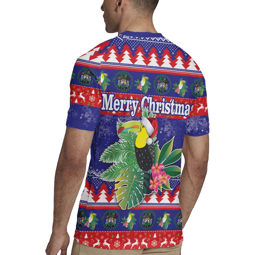 Belize Keel-billed Toucan Bird Christmas Rugby Jersey Feliz Navidad With Knitted Christmas Pattern - Wonder Print Shop