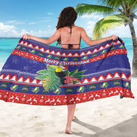 Belize Keel-billed Toucan Bird Christmas Sarong Feliz Navidad With Knitted Christmas Pattern - Wonder Print Shop
