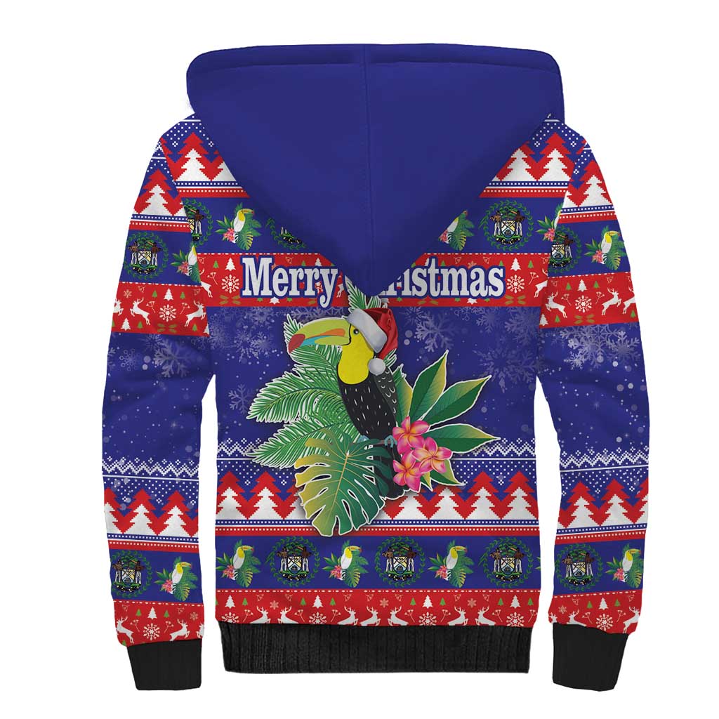 Belize Keel-billed Toucan Bird Christmas Sherpa Hoodie Feliz Navidad With Knitted Christmas Pattern - Wonder Print Shop