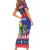 Belize Keel-billed Toucan Bird Christmas Short Sleeve Bodycon Dress Feliz Navidad With Knitted Christmas Pattern - Wonder Print Shop