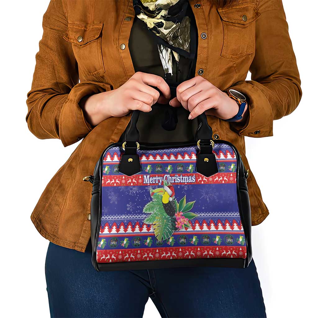 Belize Keel-billed Toucan Bird Christmas Shoulder Handbag Feliz Navidad With Knitted Christmas Pattern