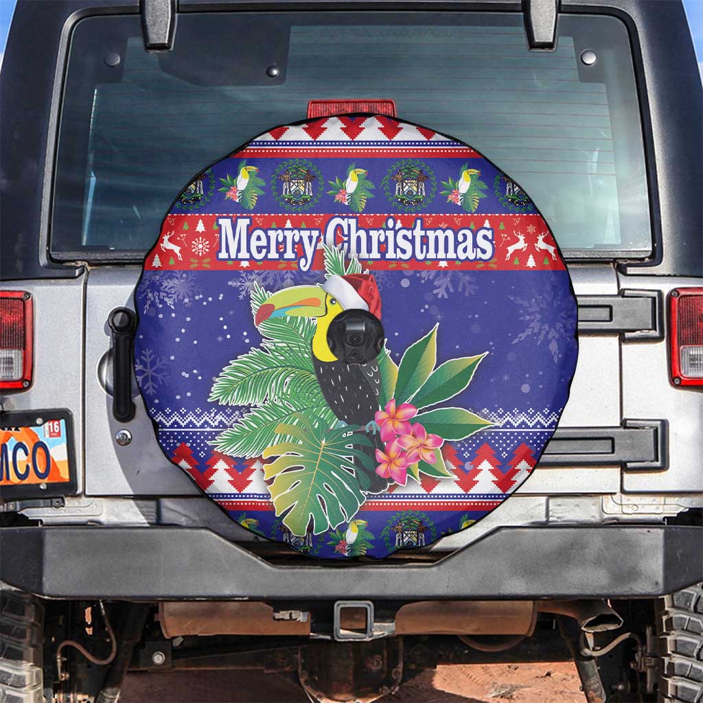 Belize Keel-billed Toucan Bird Christmas Spare Tire Cover Feliz Navidad With Knitted Christmas Pattern - Wonder Print Shop