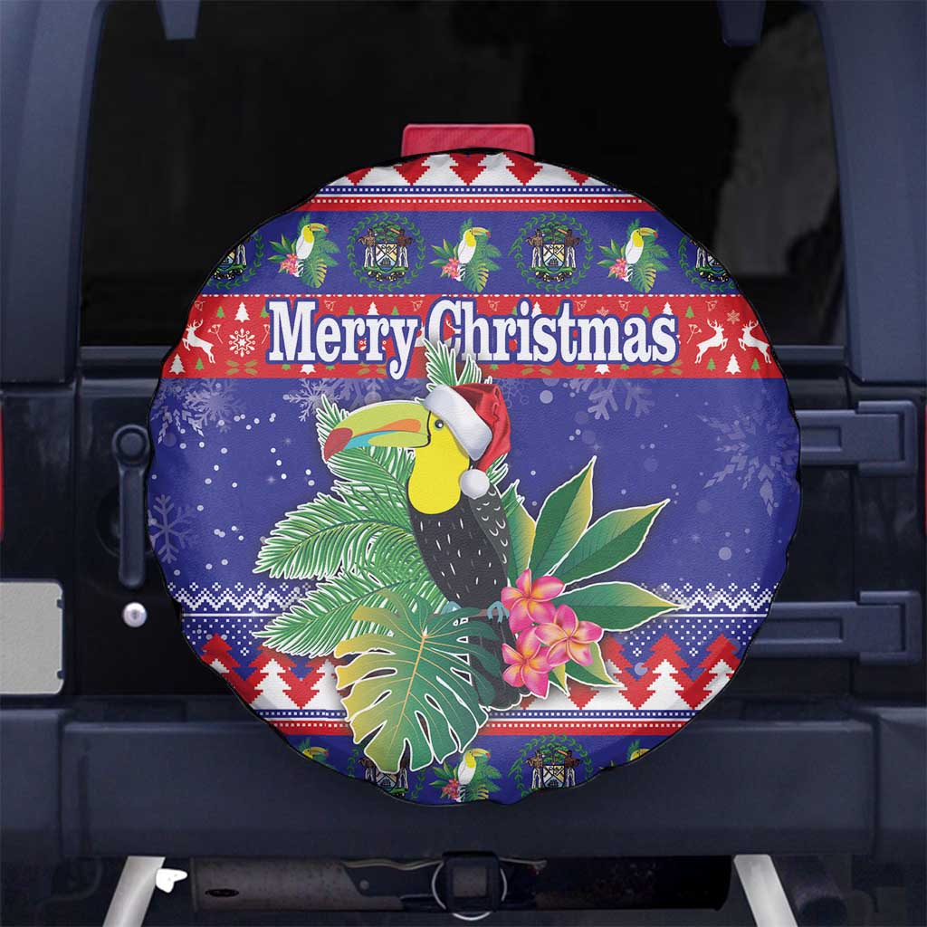 Belize Keel-billed Toucan Bird Christmas Spare Tire Cover Feliz Navidad With Knitted Christmas Pattern - Wonder Print Shop