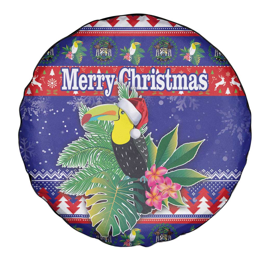 Belize Keel-billed Toucan Bird Christmas Spare Tire Cover Feliz Navidad With Knitted Christmas Pattern - Wonder Print Shop