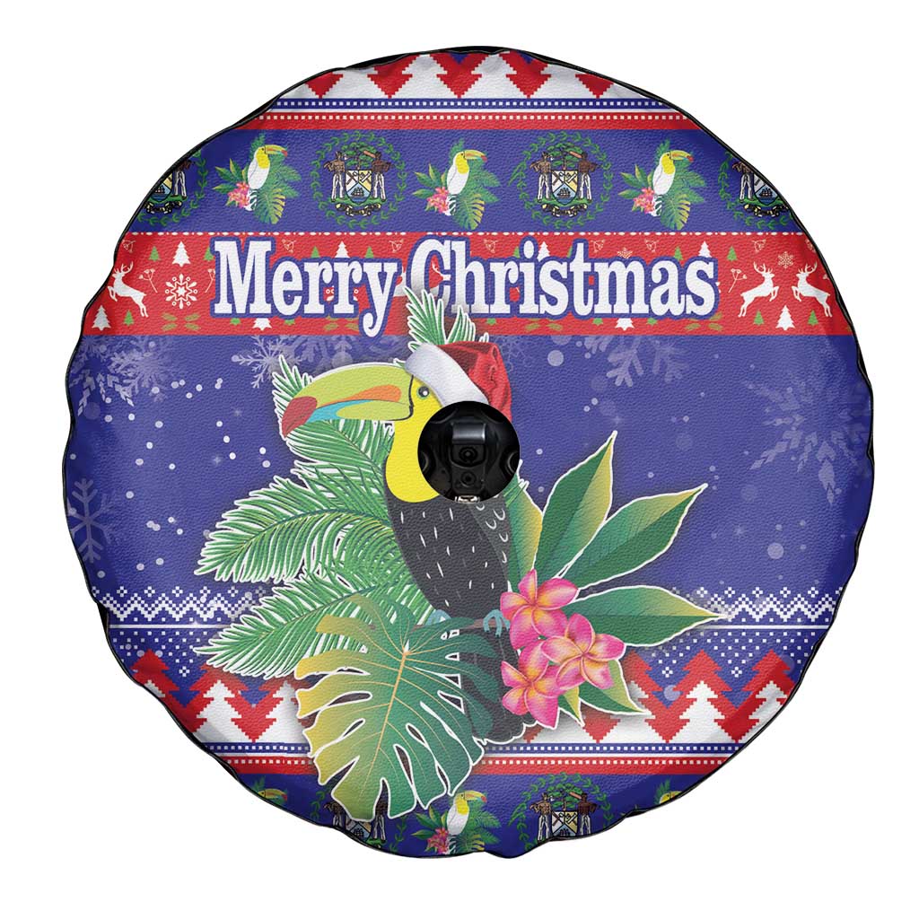 Belize Keel-billed Toucan Bird Christmas Spare Tire Cover Feliz Navidad With Knitted Christmas Pattern - Wonder Print Shop