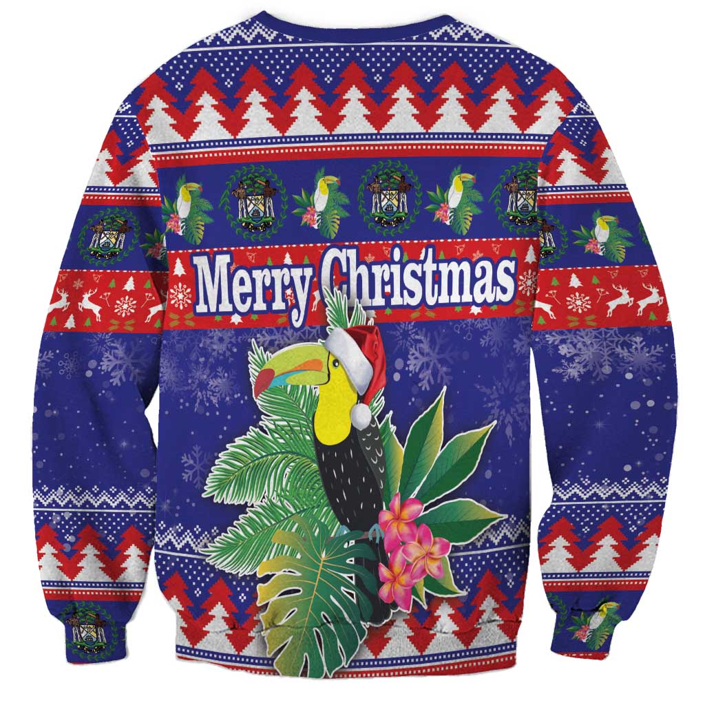 Belize Keel-billed Toucan Bird Christmas Sweatshirt Feliz Navidad With Knitted Christmas Pattern - Wonder Print Shop