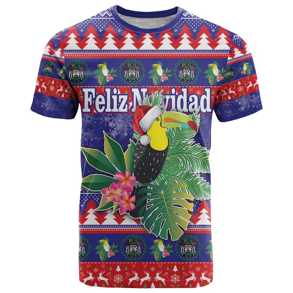 Belize Keel-billed Toucan Bird Christmas T Shirt Feliz Navidad With Knitted Christmas Pattern - Wonder Print Shop
